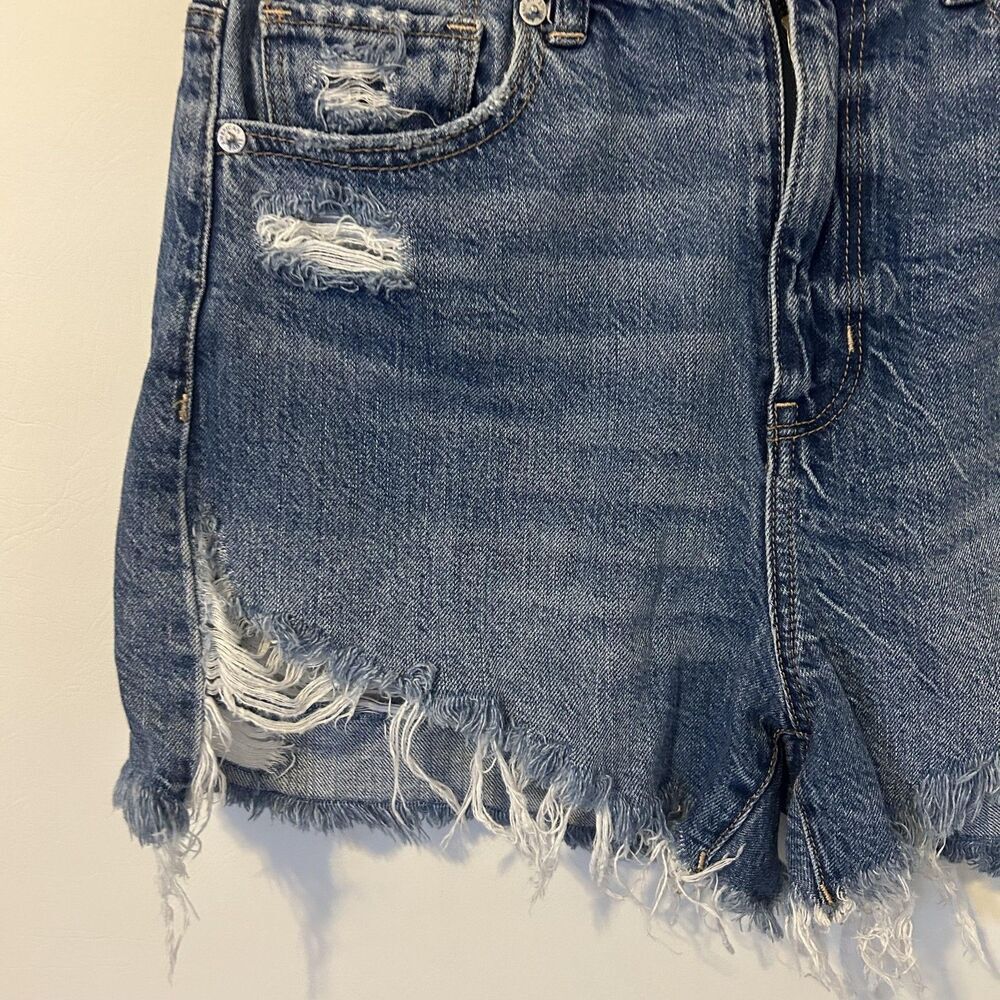 American Eagle Shorts Womens 4 Blue Highest Rise Mom Distressed festival boho - Picture 2 of 11